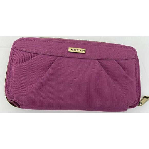 Travelon Purple Grape Zip Around‎ Fabric Wallet - Picture 1 of 5